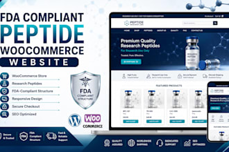build fda compliant peptide wordpress woocommerce website for research peptides