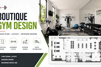 design boutique gym center floor plan, fitness studio layout and gym plan design