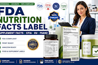 create fda, cfia, eu and fsanz compliant nutrition facts and supplement labels