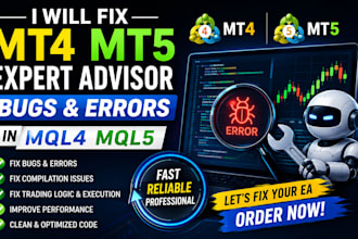 fix mt4 and mt5 expert advisor bugs and errors in mql4 mql5