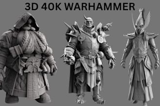 sculpt 3d warhammer 40k miniatures, space marines and stl models for 3d printing