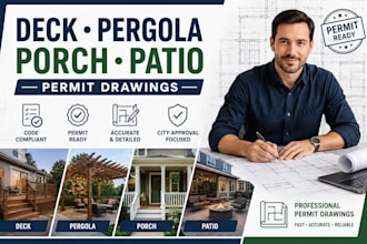 provide you deck, pergola, porch or patio permit drawings
