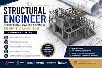 provide structural calculations permit drawings in california and texas