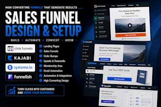 build sales funnel landing page on clickfunnel gohighlevel systeme io kajabi