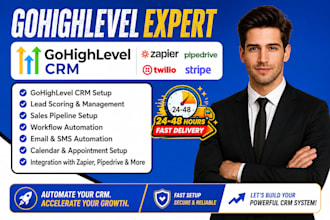 set up gohighlevel CRM, pipelines and workflow automation