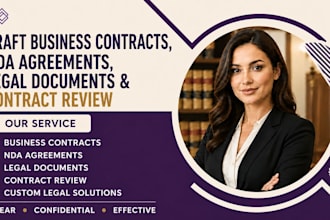 draft business contracts, nda agreements, legal documents and review contracts