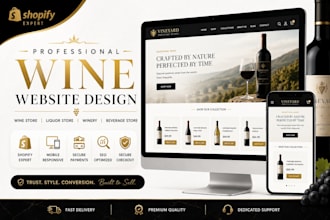 design wine shopify store, wine website, liquor store, winery website