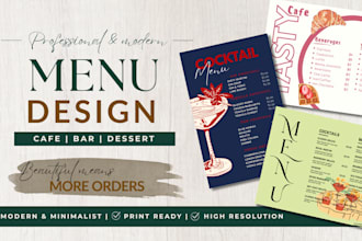 design modern, minimalist menu for cafe, bar or bakery