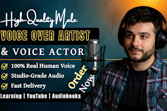 be your male character voice over actor, voiceover for elearning, youtube video