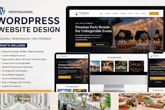 design party rental website, event booking and management website