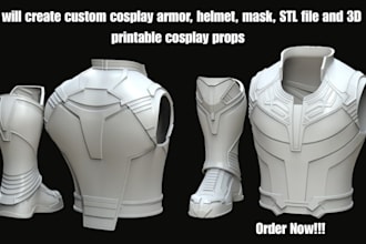 create custom cosplay armor, helmet, mask, stl file and 3d printable cosplay pro