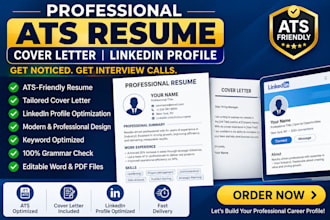 provide  professional, ats resume, cover letter, linkdin profile optmization