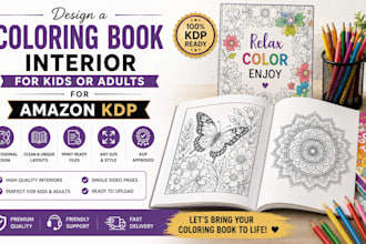 design a coloring book interior for kids or adults for kdp