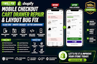 fix shopify mobile checkout cart drawer repair and layout bug fix