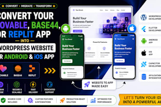 convert lovable base44 replit app to wordpress flutter android ios app capacitor