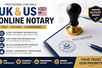 provide UK US online notary services notarize legal documents complete usps form