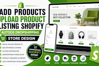 add products upload product listing shopify autods dropshipping store design