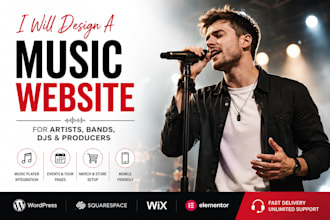 create a music website for artist website, dj, producer, bands, studio