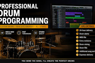 create professional drum programming for pop, rock, hip hop, edm and any genre