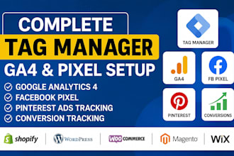 tag manager, google analytics 4,ga4, fb pixel, pinterest ads conversion tracking