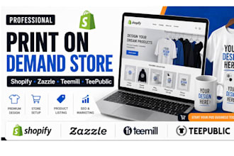 design zazzle teemill teepublic shopify print on demand ecommerce store redseign