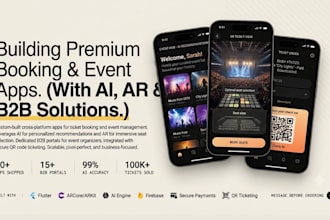 build ticket booking app, booking app, event management app ar ai b2b qr code
