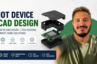 design iot device cad, esp32 enclosure, smart home pcb housing, cad modeling pro