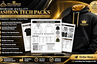 create factory ready fashion tech packs with measurements