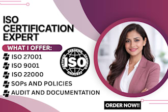 prepare iso compliance documents, qms, isms, sops and audit ready manuals