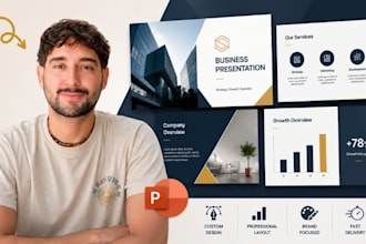 design corporate presentation, professional company deck, business slides