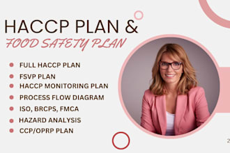 create haccp, gmp, iso 22000 manuals and compliance documents for eu and US