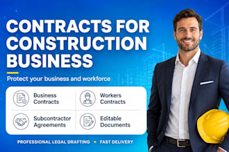 draft business contract, workers contract for construction business