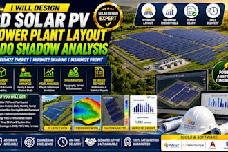 design 3d solar pv power plant layout and do shadow analysis