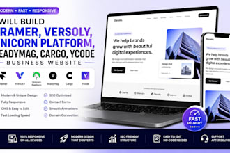 build framer versoly unicorn platform readymag, cargo ycode business website