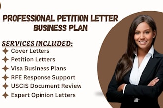 deliver a petition letter, business plan expert opinion for e2, eb2 niw, l1 visa