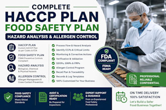 write a full haccp plan, food safety plan, hazard analysis, and allergen control