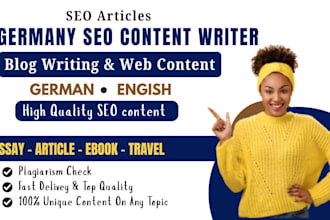 write SEO optimized german blog posts articles and website content