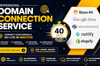 connect domain to shopify, wordpress, netlify, base44, squarespace or website