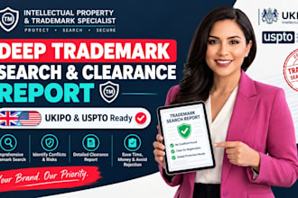 do deep trademark search and ukipo uspto clearance report to protect your brand
