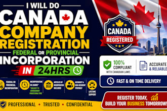 do canada company registration federal or provincial incorporation in 24h