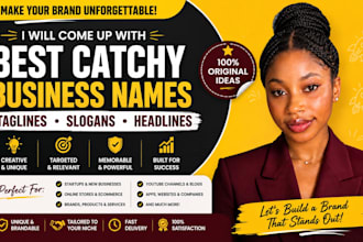 come up with best catchy business names taglines slogan headlines for your brand