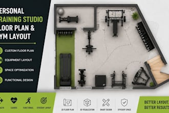 design personal training gym floor plan, studio layout and interior design