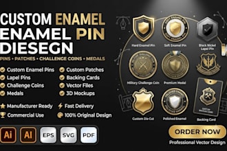design custom enamel pins artwork, lapel pins, challenge coins, soft enamel pin