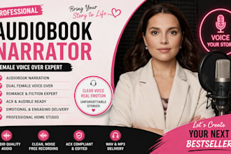 be your dual female voice over for romance novel, acx male audiobook narrator