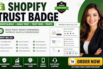 setup shopify trust badge apps, essentialwolf, avada trust hero trustz