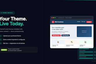 install and set up your wordpress theme with demo content and customize it