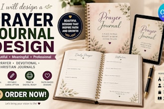 design a beautiful prayer journal, devotional journal or christian book