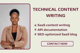 write technical saas content and API documentation for devs