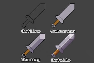 a pixel art items and objects to games
