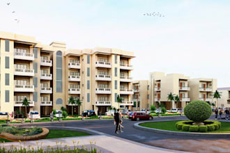 develop site 3d model from floor plan,estate building render,cgi brick external